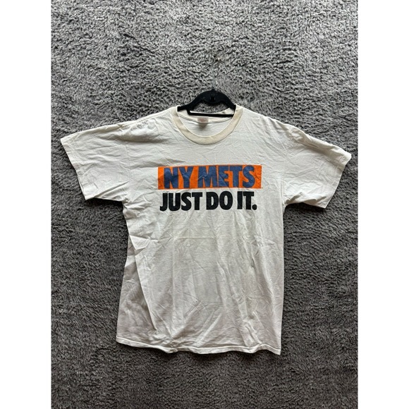 Vintage 90's Nike New York Mets Just Do It Official MLB Graphic T Shirt White XL